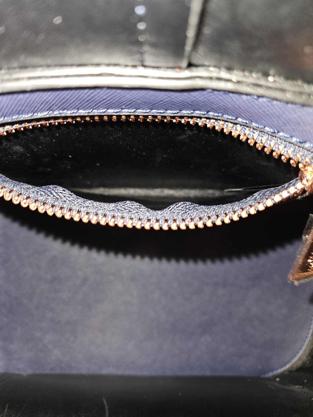 Dune London Navy Blue Bucket Bag with Rose Gold-Tone/Copper Hardware NWOT - Picture 9 of 16